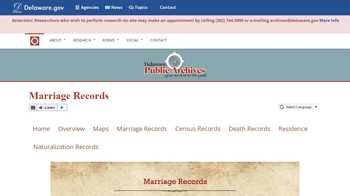Marriage Records - Delaware Public Archives - State of Delaware